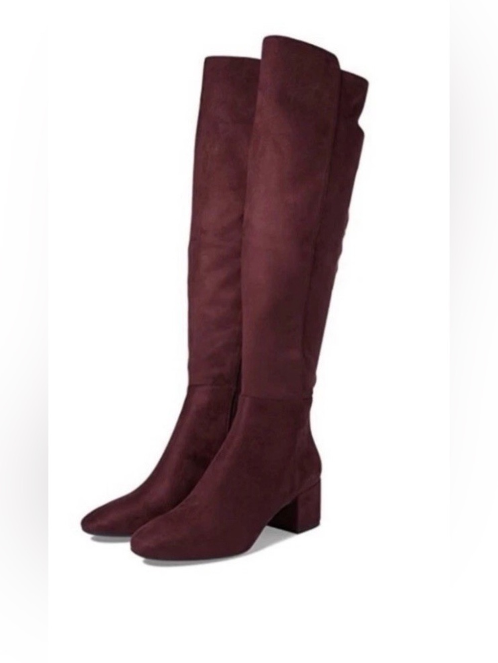 Michael Kors Burgundy Braden Over-the-Knee Suede Block Heel Boots